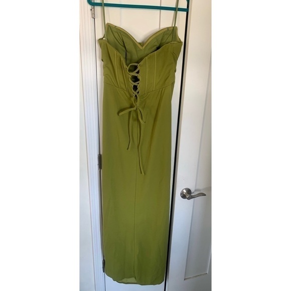 Vipgirl Olive Green Strapless Slit Corset Evening Gown Long Maxi Dress Size XL - Picture 10 of 12
